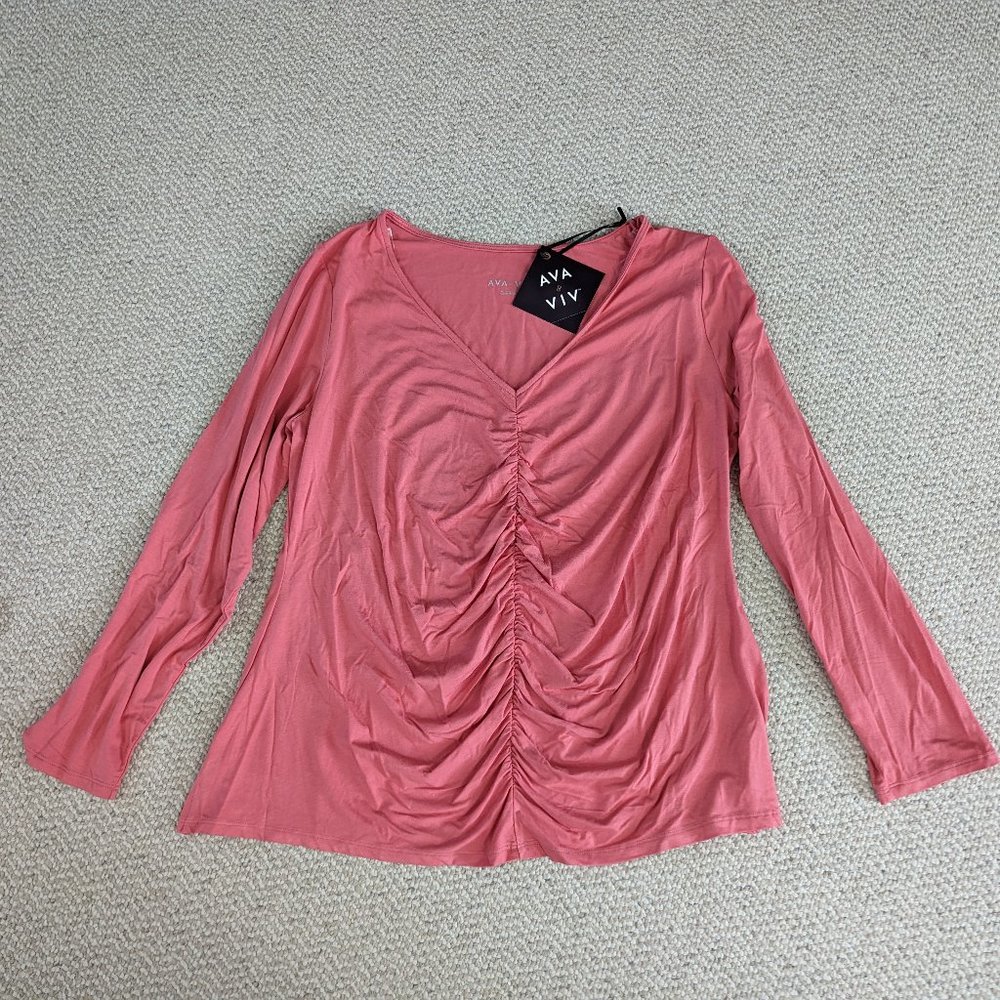 Ava & Viv coral ruched front shirt - 1x